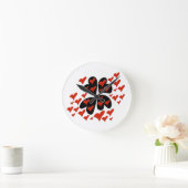 Rood op zwart hart ronde klok (Huis)