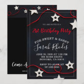 Rood op zwarte 21e verjaardag kaart (Voorkant / Achterkant)