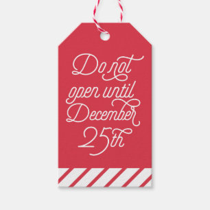 Rood open niet tot 25 december Vakantie Cadeaulabel