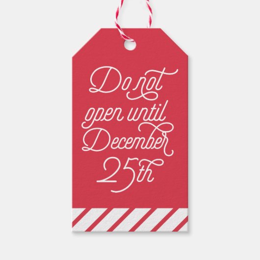 Rood open niet tot 25 december | Vakantie Cadeaulabel (Voorkant)