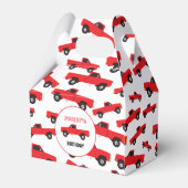 Rood ophaaltransport vrachtwagens Birthday Bedankdoosjes (Achterkant)