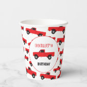 Rood ophaaltransport vrachtwagens Birthday Papieren Bekers (Achterkant)