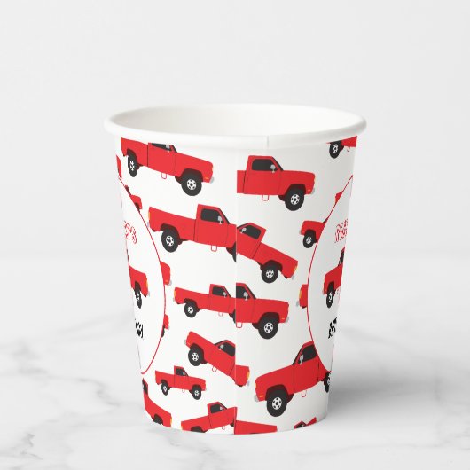 Rood ophaaltransport vrachtwagens Birthday Papieren Bekers (Rechts)