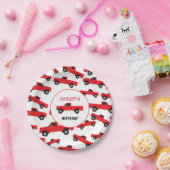 Rood ophaaltransport vrachtwagens Birthday Papieren Bordje (Feest)
