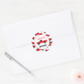 Rood ophaaltransport vrachtwagens Birthday Ronde Sticker (Envelop)