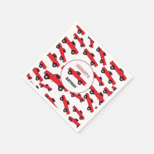 Rood ophaaltransport vrachtwagens Birthday Servet (Hoek)