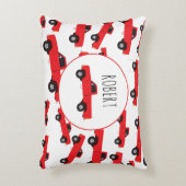 Rood ophaaltransport vrachtwagens naam accent kussen (Voorkant(Verticaal))
