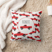 Rood ophaaltransport vrachtwagens naam kussen (Deken)