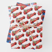 Rood ophalen vrachtwagen en Cadeau Inpakpapier Vel (In situ)