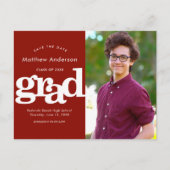 Rood opslaan datum afstuderen foto vet typografie uitnodiging briefkaart (Voorkant)