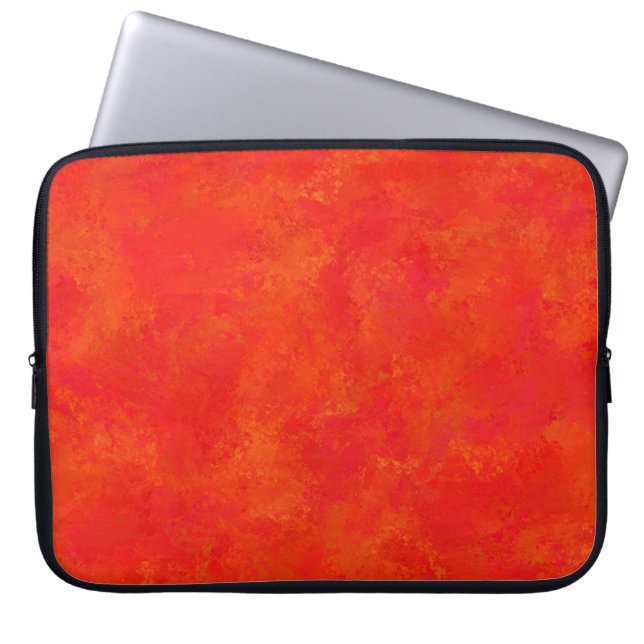 Rood Oranje Abstract Patroon Laptop Sleeve (Voorkant)