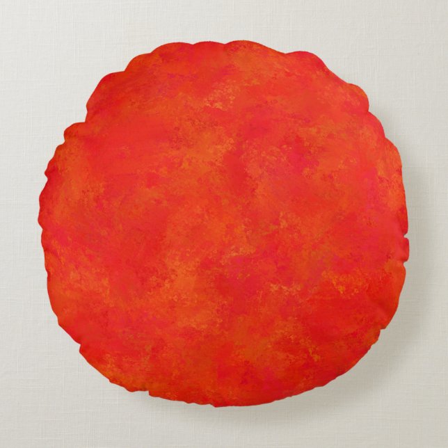 Rood Oranje Abstract Patroon Rond Kussen (Voorkant)