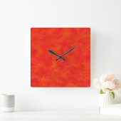 Rood Oranje Abstract Patroon Vierkante Klok (Huis)