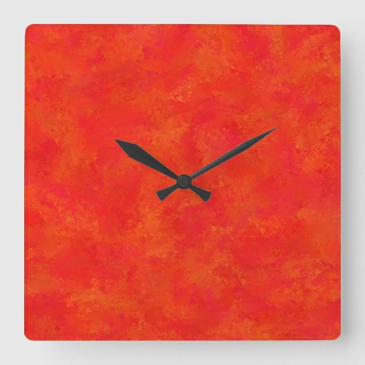 Rood Oranje Abstract Patroon Vierkante Klok (Voorkant)