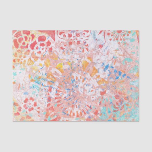 Rood Oranje blauw Abstract papier voor weefselprob (Voorkant)