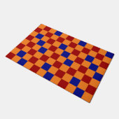 Rood Oranje Blauw Geruit Patroon Ontwerp Deurmat (Schuin)