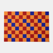 Rood Oranje Blauw Geruit Patroon Ontwerp Deurmat (Voorkant)