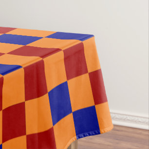 Rood Oranje Blauw Geruit Patroon Ontwerp Tafelkleed