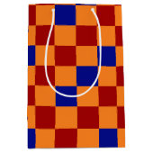 Rood Oranje Blauw Geruit Patroonontwerp Medium Cadeauzakje (Voorkant)