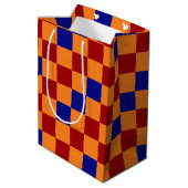Rood Oranje Blauw Geruit Patroonontwerp Medium Cadeauzakje (Achterkant Gekanteld)