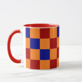 Rood Oranje Blauw Geruit Patroonontwerp Mok (Links)