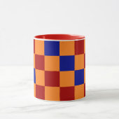 Rood Oranje Blauw Geruit Patroonontwerp Mok (Midden)