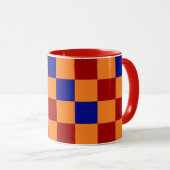 Rood Oranje Blauw Geruit Patroonontwerp Mok (Voorkant rechts)