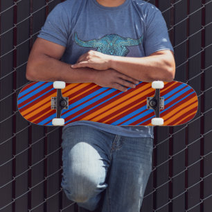 Rood Oranje Blauwe Verticale Strepen Ontwerp Persoonlijk Skateboard
