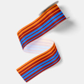 Rood Oranje Blauwe Verticale Strepen Ontwerp Satijnen Lint (Achterkant)