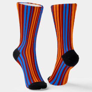 Rood Oranje Blauwe Verticale Strepen Ontwerp Sokken