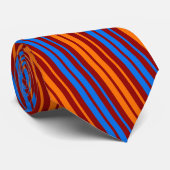 Rood Oranje Blauwe Verticale Strepen Ontwerp Stropdas (Opgerold)