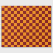 Rood + Oranje Checkered-schaakbordpatroon controle Cadeaupapier (Vlak)