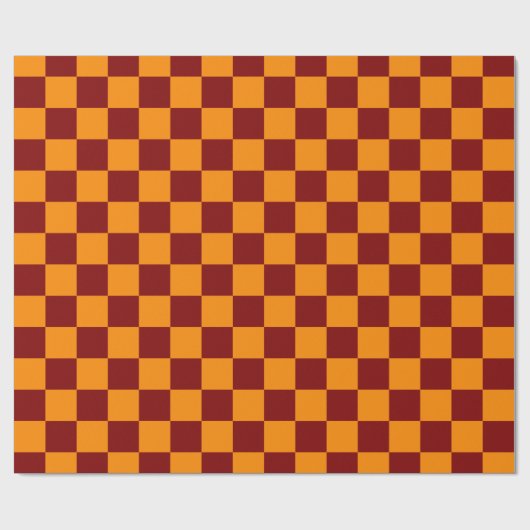 Rood + Oranje Checkered-schaakbordpatroon controle Cadeaupapier (Vlak)