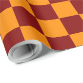Rood + Oranje Checkered-schaakbordpatroon controle Cadeaupapier (Rol Hoek)