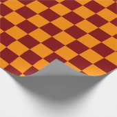 Rood + Oranje Checkered-schaakbordpatroon controle Cadeaupapier (Hoek)