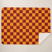 Rood + Oranje Checkered-schaakbordpatroon controle Sherpa Deken (Voorkant (horizontaal))