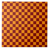 Rood + Oranje Checkered-schaakbordpatroon controle Tegeltje (Voorkant)