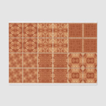 Rood, oranje en geel tegel decoupage tissue papier