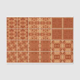 Rood, oranje en geel tegel decoupage tissue papier