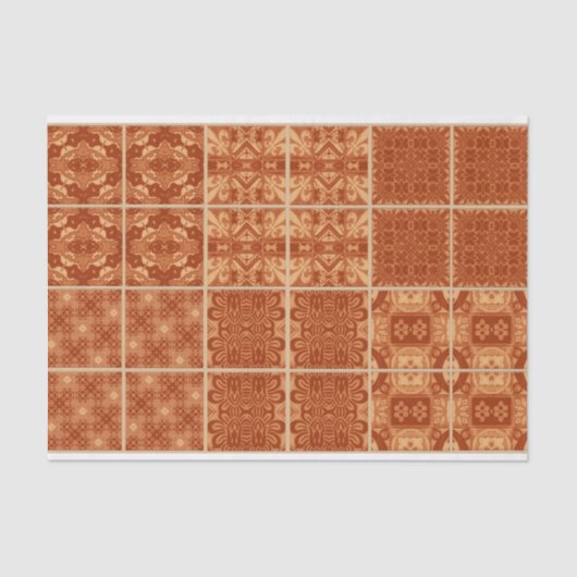 Rood, oranje en geel tegel decoupage tissue papier (Voorkant)