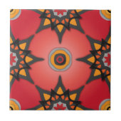 Rood Oranje en grijs boho geometrisch patroon Tegeltje (Voorkant)