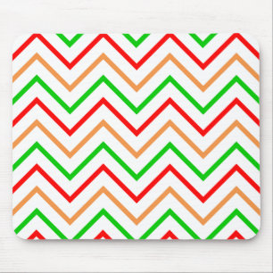 Rood, Oranje en Groen Chevron Patroon Muismat
