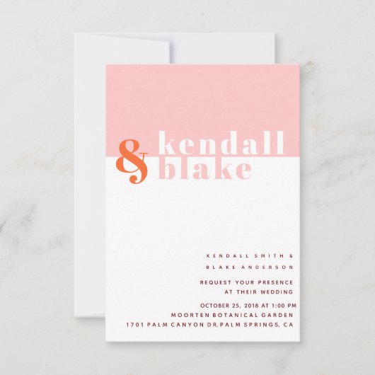 Rood, Oranje en roze minimalistische typografie Kaart (Voorkant)