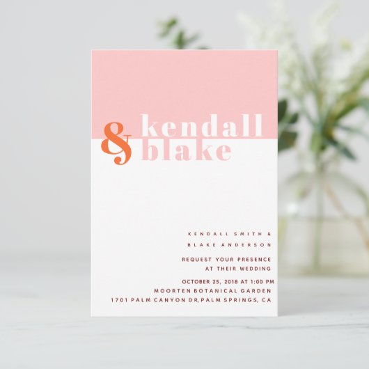 Rood, Oranje en roze minimalistische typografie Kaart (Staand voorkant)