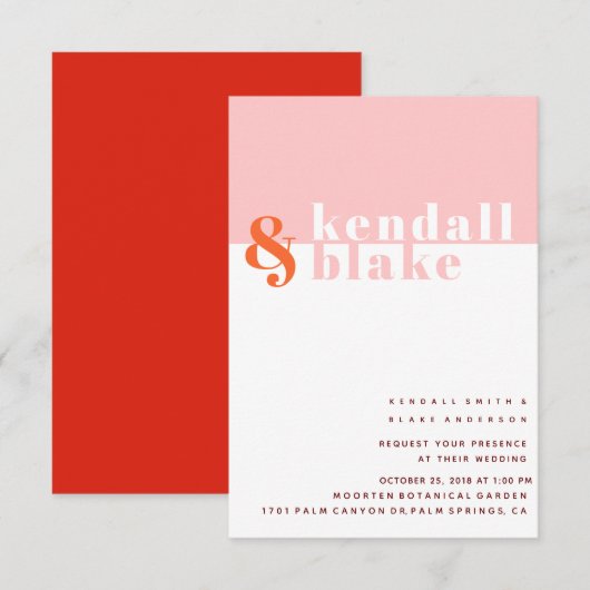 Rood, Oranje en roze minimalistische typografie Kaart (Voorkant / Achterkant)