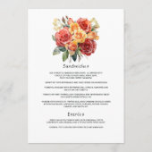 Rood, Oranje en Salie Bloemstuk Menu (Achterkant)