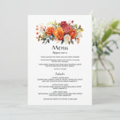 Rood, Oranje en Salie Bloemstuk Menu (Staand voorkant)