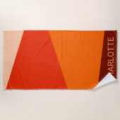 Rood Oranje gebold Geometrisch kleurenblok Aangepa Strandlaken (Voorkant)
