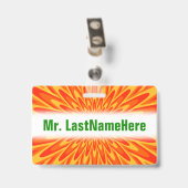 Rood, Oranje, Geel Barstend Patroon + Aangepaste N Badge (Achterkant met clip)