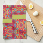 Rood Oranje Geel Blauw Abstract Acryl Theedoek (Quarter Fold)